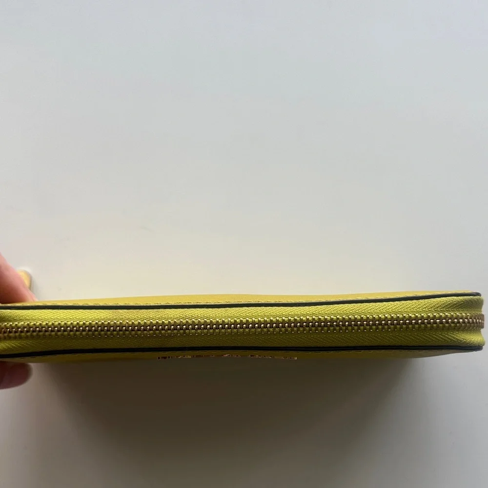 Michael Kors Lime Zip-Around Wallet with Gold Hardware